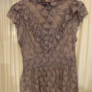 Free People high neck lace Ruffle Top - Purple